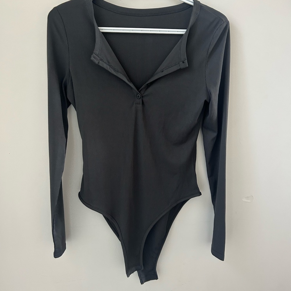 Dark Grey Long Sleeve Bodysuit